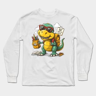 100 days of school T-Rex With Glasses Long Sleeve T-Shirt